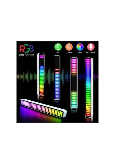 Rgb Ses Kontrol Ritim Işığı 32 Bit Göstergeli Sesle Araba/pc/tv/oda/masaüstü Için Renkli Led Işık