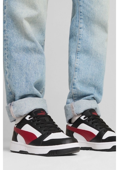 Puma Rebound V6 Low Sneaker Beyaz - Bordo - Siyah