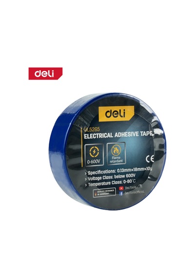 Delı Elektrik Yalıtım Bandı 0.13mm 18mm 10m Mavi İzolasyon Bandı
