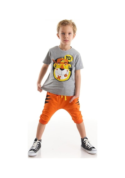 Denokids Yo Kaplan Erkek Çocuk T-Shirt Kapri Takım Çok Renkli