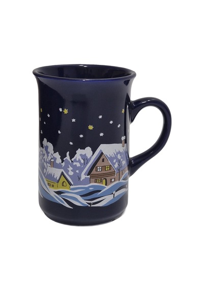 Vintage Christmas Kar Yağışı Temalı Porselen Kupa 10,5cm 003 Çok Renkli