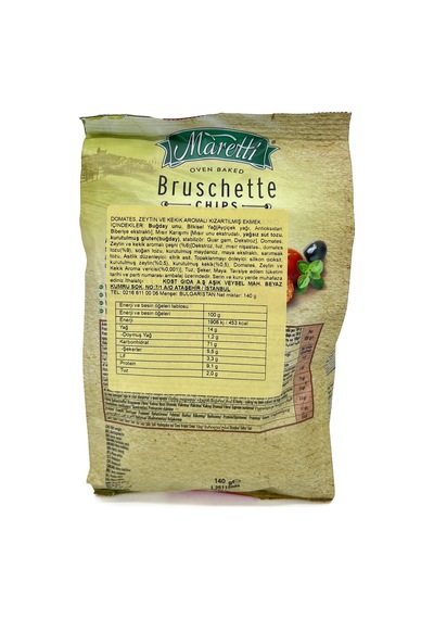 Maretti Bruschette Domates, Maretti Bruschette Domates, Zeytin Ve Kekik Aromalı Kızartılmış Ekmek Cips 140 Gr Xxl Boy 2 Adet