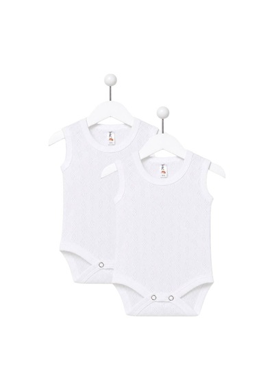 H&c Coolboy H&c 2'li %100 Pamuk Desenli Jakarlı Kolsuz Bebek Body Zıbın Beyaz Baklava Desenli