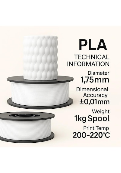 Pla+ Filament 1.75mm 1 Kg - Beyaz Standart