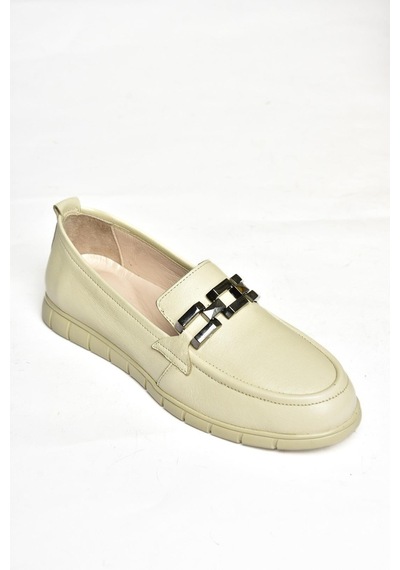 Fox Shoes P555081103 Bej Hakiki Deri Düz Ayakkabı Bej