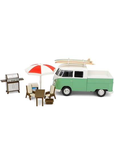 1:24 Ölçek Motormax Volkswagen T1 Type 2 Double Cab Pıck Up - Set Diecast Metal Minyatür Model Araba 15 Cm