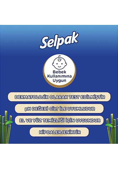 Selpak Organik Bambu Özlü & Organik Zeytinyağlı Islak Mendil 50'li Tekli Selpak Organik Bambu Özlü & Organik Zeytinyağlı Islak Mendil 50'li Tekli