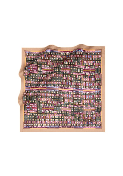Geometrik Desenli Cacharel Twill Eşarp Pudra Pudra