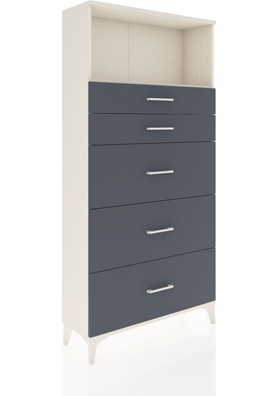 Arges Dolap Tek Raflı 5 Çekmeceli 88x30x182 Aytaşı-antrasit Aytaşı