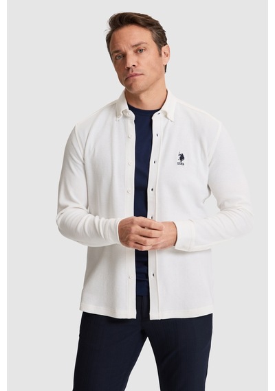 U.s. Polo Assn. Erkek Beyaz Gömlek Örme 50322140-vr013