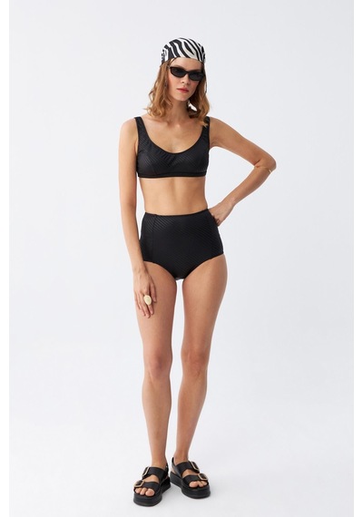 Akbeniz Kadın Siyah Pedli Yüksek Bel Bikini Takımı
