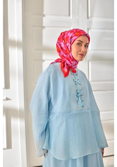 Silk Home Velora Eşarp 161001-35 Mercan, Turuncu, Lila, Kiremit