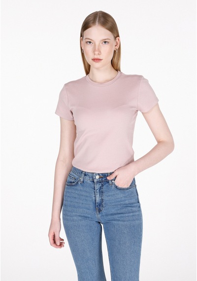 Colin's Colins Slim Fit Yuvarlak Yaka Düz Kadın Pembe Kısa Kol Tişört Cl1073597 Q1.v1 Ppo