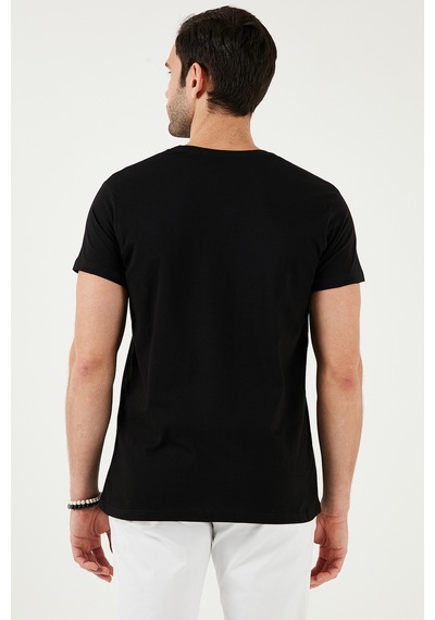 Buratti Pamuklu Slim Fit Bisiklet Yaka Baskılı Erkek T Shirt 541Tolive Siyah