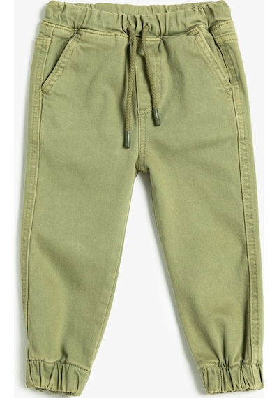 Koton Jogger Pantolon Cepli Beli Bağlamalı Pamuklu Yeşil 4wmb40008td 4WMB40008TD787 Yeşil