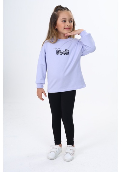 Toontoy Kids Toontoy Kız Çocuk Beauty Baskılı Taytlı Takım Koyu Mavi