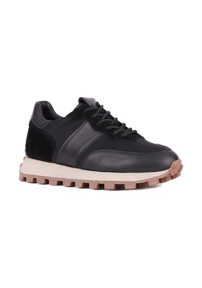 Shoetyle - Siyah Hakiki Deri Bağcıklı Erkek Sneaker 115-801-1330 Siyah