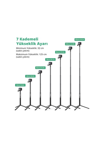49.2/120cm Selfie Stick Tripod Uzatılabilir Eylem Kamera Dağı Diğer
