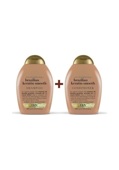 OGX Düzleştirici Brazilian Keratin Smooth Sülfatsız Şampuan+Bakım Kremi 2 x 385 ML