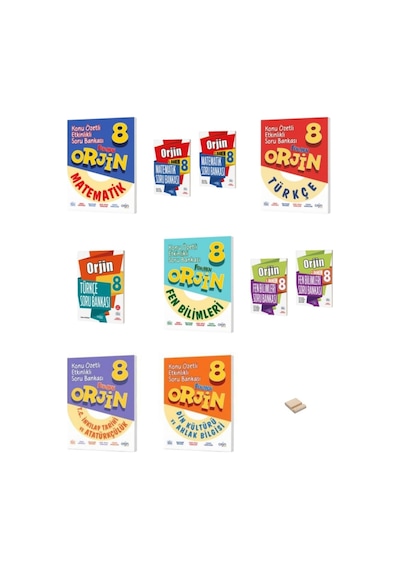 Orjin Lgs 8. Sınıf Tüm Dersler 10 Kitap Konu Özetli 1 Ve 2. Dönem Soru Bankası Seti