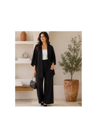 Unika Boutique Kadın Kimono Salaş 2 Li Takım Siyah