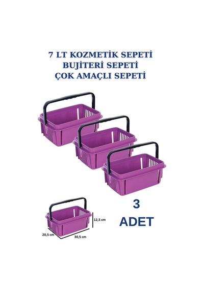 3 adet 7 Litre Kozmetik Sepeti Bijuteri Sepeti Kırtasiye Sepeti