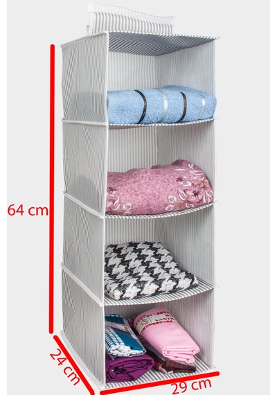 Tower Dolap İçi Asılabilir 4 Bölmeli Düzenleyici Katlanır Organizer 24 Cm X 29 Cm X 64 Cm Kumaş Gr Diğer