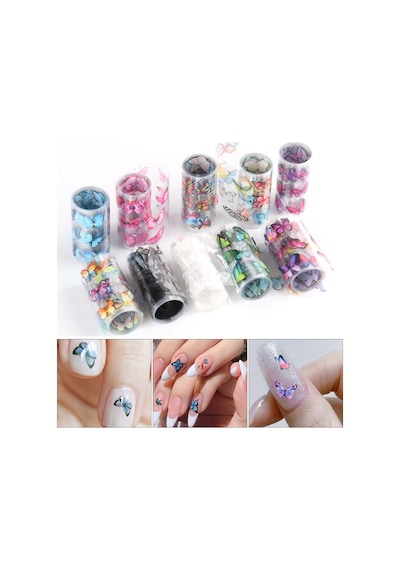 10lu Tırnak Süsleme Folyosu Kelebek Dizayn Nail Art Transfer Folyo