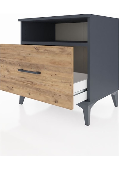 Hyperion Komodin Tek Raflı Tek Çekmeceli 60x44x64 Antrasit-çam Antrasit