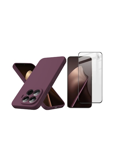 Xiaomi Mi 15t Pro Uyumlu Içi Kadife Lansman Kılıf Ve 5d Tam Kaplayan Cam Ekran Koruyucu Koyu Mor