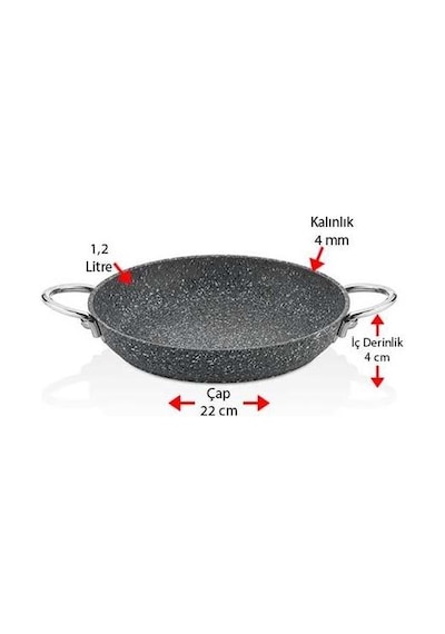 Granit Sahan Seti 20 - 22 Cm İndüksiyon Tabanlı Gri