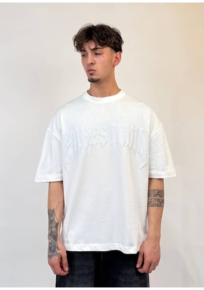 Zaee Studio Renge Renk Oversize Baskılı Tişört Beyaz