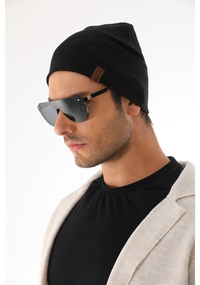 Ritagarcia Unisex Etiket Detaylı Pamuklu Penye Bere Kışlık Mevsimlik Beanie Bere Siyah