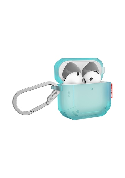 Apple Uyumlu AirPods 4 Kılıf Airbagli 360 Derece Tam Koruma Skinarma Mecha Ce Askı Aparatlı Kılıf Turkuaz