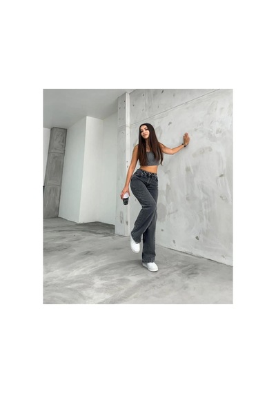 Woddi Palazzo Kadın Füme Likralı Salaş Palazzo Jeans Pantolon New Sezon Rahat Kesim-4