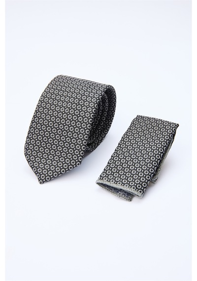 İmza Siyah-gri Desenli 7 Cm Kravat 1090260132 Siyah - Gri