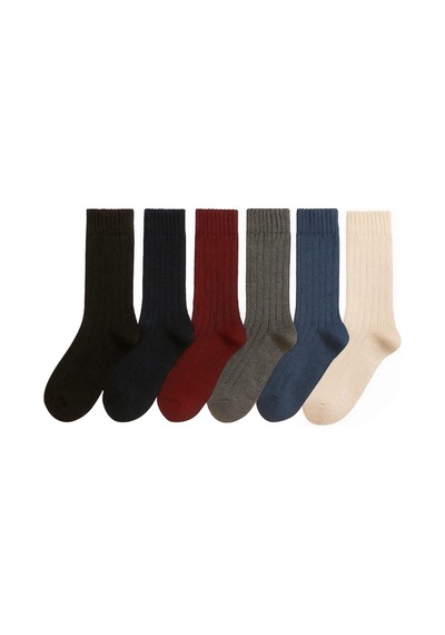 Socks 6 Çift Yünlü Kadın Norveç Doğal Yumuşak Kalın Termal Kışlık Fitilli Derbi Soket Çorap Çok Renkli