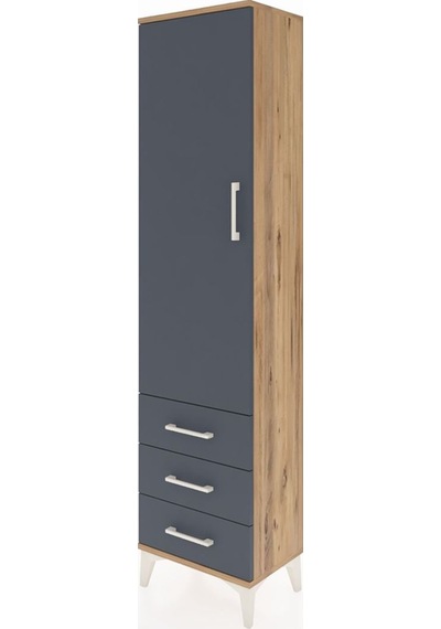 Arges Dolap 4 Raflı 3 Çekmeceli Tek Kapaklı 44x30x182 Çam-ant... Çam