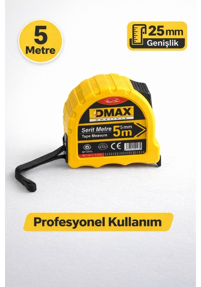 Profesyonel Şerit Metre 5 Metre 25 Mm Genişlik, Kilitli, Dayanıklı Gövde 5 M Diğer