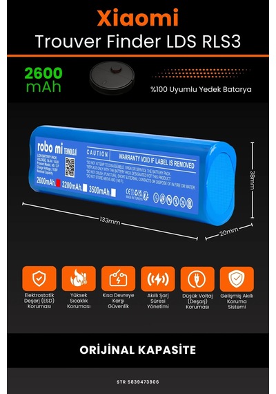 Xiaomi Trouver Finder Lds Rls3 2600mah Robot Süpürge Bataryası