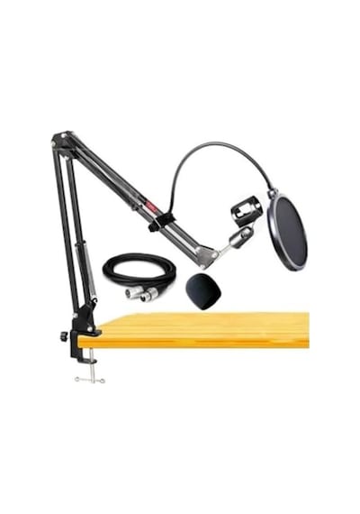 Set Mikrofon Standı, Pop Filtre Ve Xlr Kablo İle