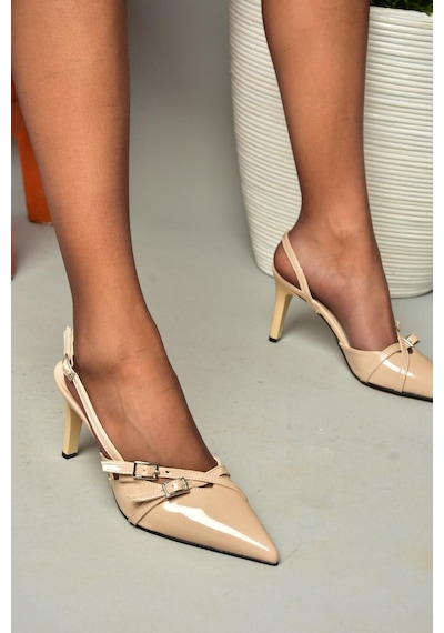 Fox Shoes S654071908 Ten Rugan Kısa Topuklu Kadın Ayakkabı Ten Rengi