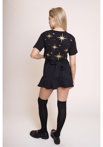 Afloow Delicate Kadın Siyah Oversize Crop Tişört - %100 Pamuk Bisiklet Yaka, Ön Ve Sırt Baskılı, Rahat Kesim, Şık Ve Konforlu Günlük Tişört Siyah Afloow Delicate Kadın Siyah Oversize Crop Tişört - %100 Pamuk Bisiklet Yaka, Ön Ve Sırt Baskılı, Rahat Kesim, Şık Ve Konforlu Günlük Tişört Siyah