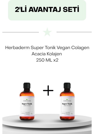 Herbaderm Super Tonik Vegan Colagen Acacia Kolajen 250 Ml İkili Set