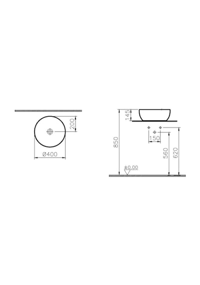 VitrA Outline Yuvarlak Lavabo 40 CM Beyaz 5992B403-0016