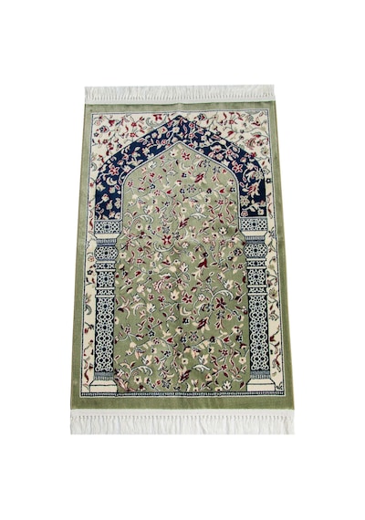 Ravza Desenli Halı Tipi Dokuma Seccade - Yeşil