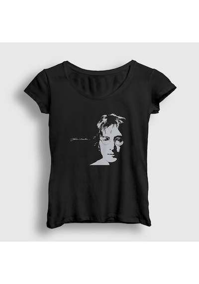 Presmono Kadın Self Portrait Beatles John Lennon T-shirt Siyah