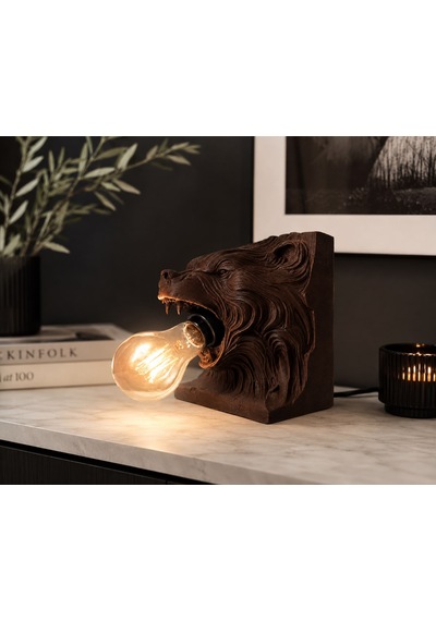 Ayı Figürlü Dekoratif Masa Lambası 3d Baskı Modern Abajur Kahverengi