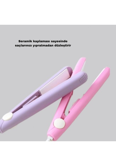 Seyahat Tipi Mini Saç Düzleştirici Seramik Plakalı, 180 C, 16 Cm Kompakt Tasarım