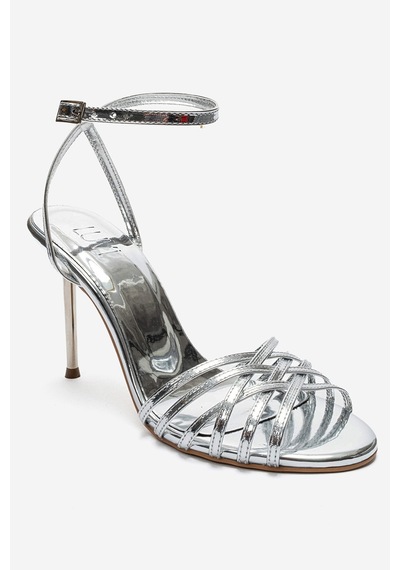 Luvishoes Lorıon Gümüş İnce Bantlı Kadın Topuklu Ayakkabı